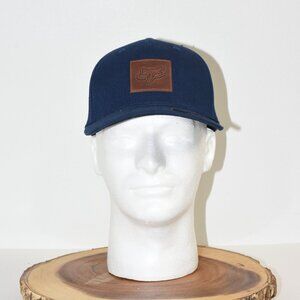 Navy Fox Head Flexfit Hat Size S/M NWT - Elegant Brown Leather Logo